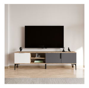 Masă TV/Dulap Tarza TV (alb + Stejar antracit)