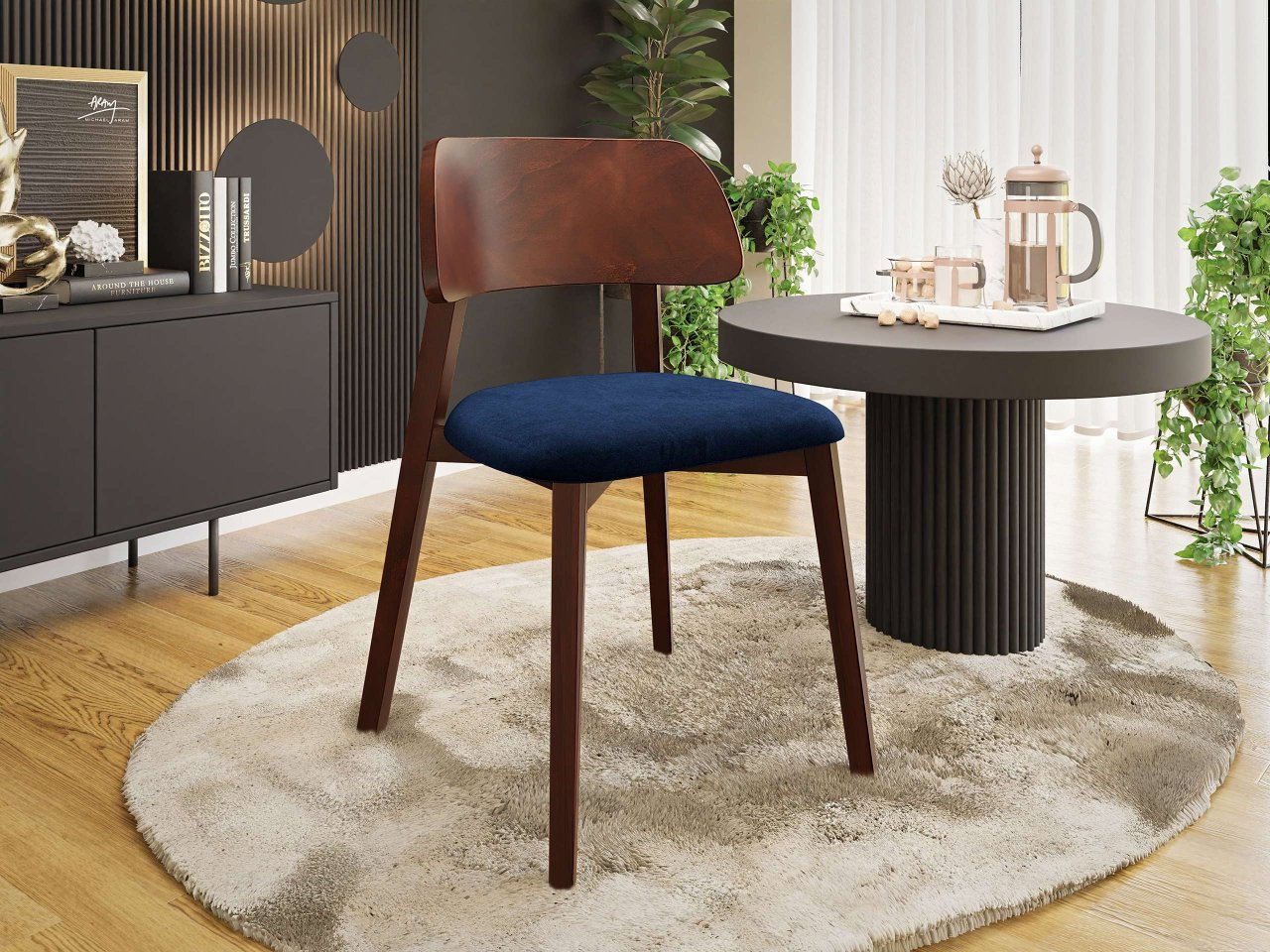 Étkezőszék Azanax (kék + dió) 