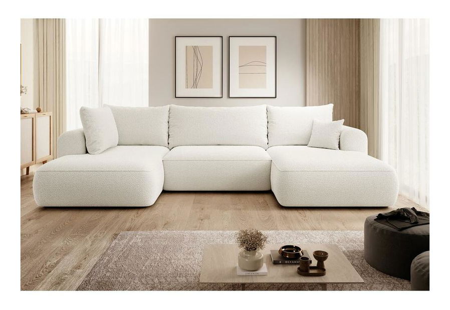 Rohová sedacia súprava v tvare U Olivo U (L) (krémová + čierna)