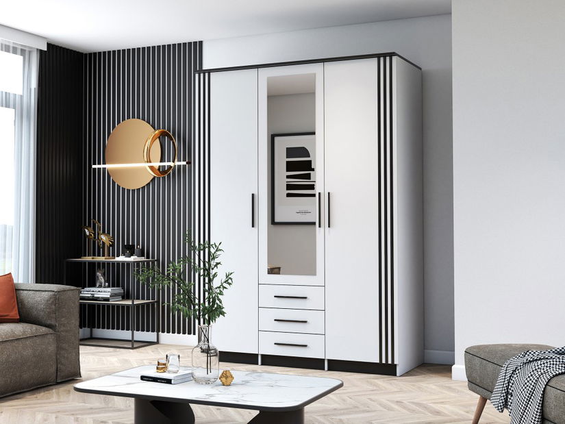 Ruhásszekrény Sabine 3DII (fehér + fekete)