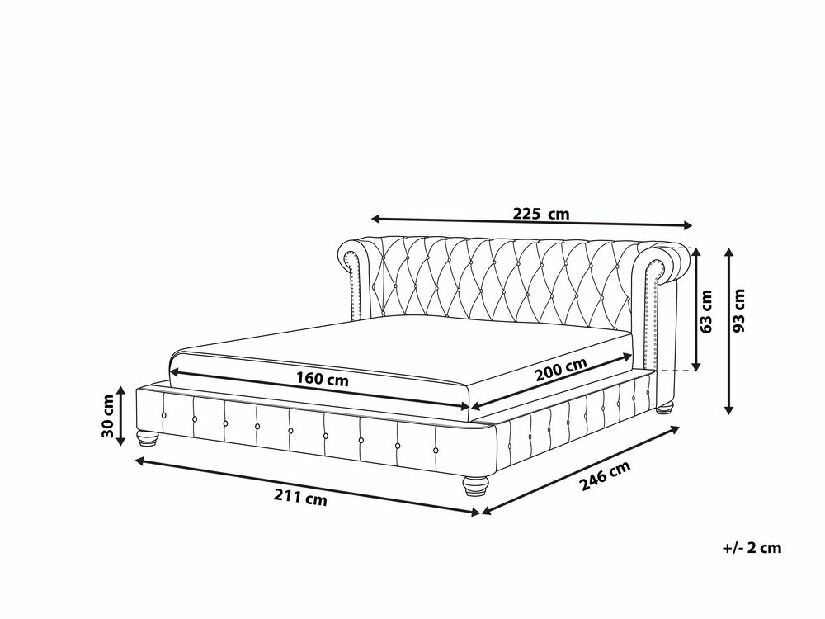 Vízágy 160 cm Vetiver (zöld) (ágyráccsal és matraccal)