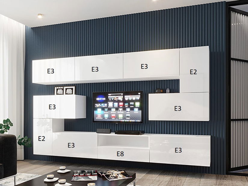 Mobilier living Berny 57 (alb + Alb lucios)