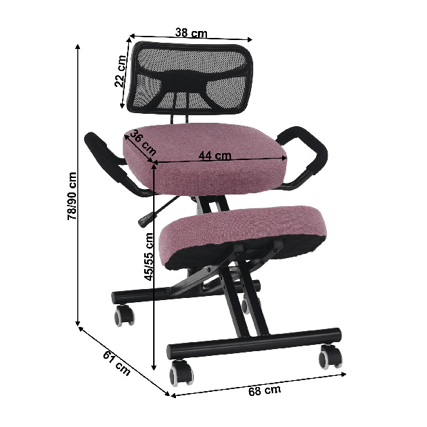 Ergonomikus irodai szék Rusu (rózsaszín + fekete)