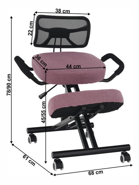 Ergonomikus irodai szék Rusu (rózsaszín + fekete)