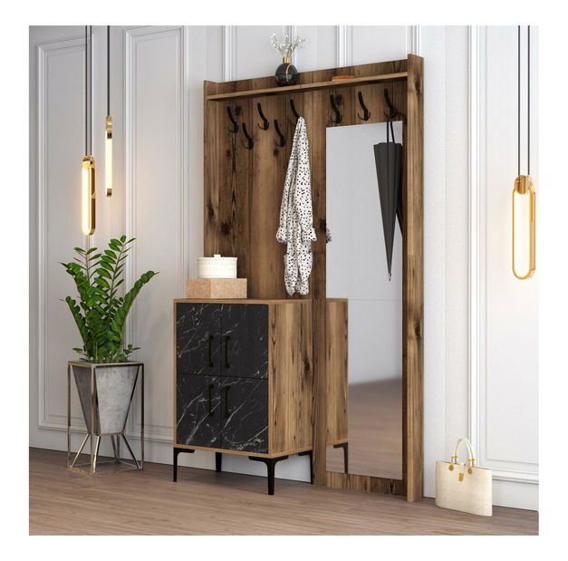 Set za predsoblje Betina BC (orah + crna)