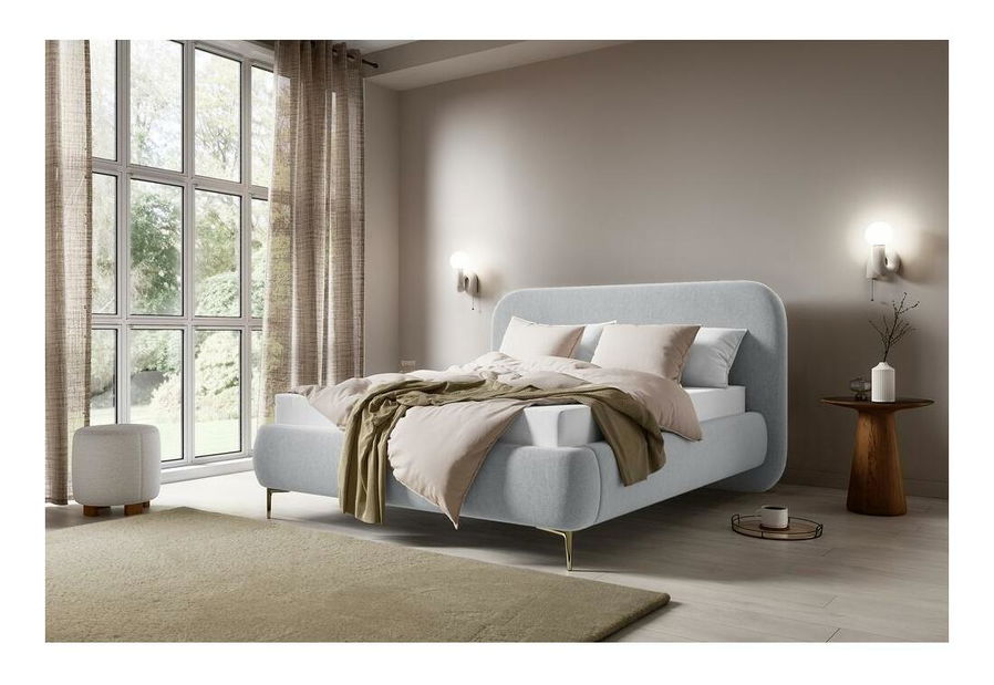 Franciaágy 160 cm Mononoke 160 (ágyráccsal) (szürke + arany)