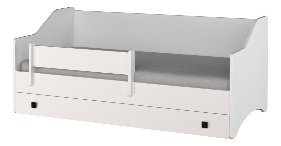 Pat pentru copii 160x80 cm Naty I (cu somieră și saltea) (Alb + Gri)