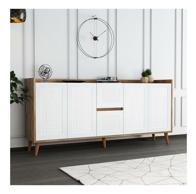 Konzolový stolík Pavelu 2 (biela + natural) 