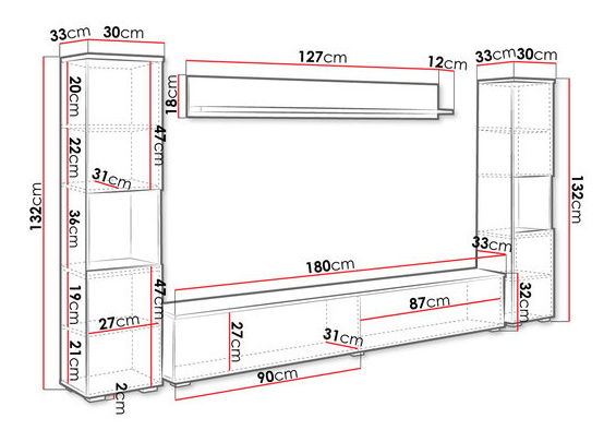 Mobilier living Nova XL (matera + alb lucios)