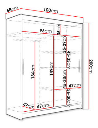 Ormar za garderobu Master III (crna + bijela)