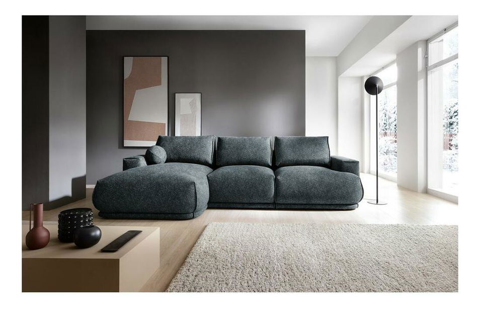 Rohová sedacia súprava Dita (L) (tmavomodrá + čierna)