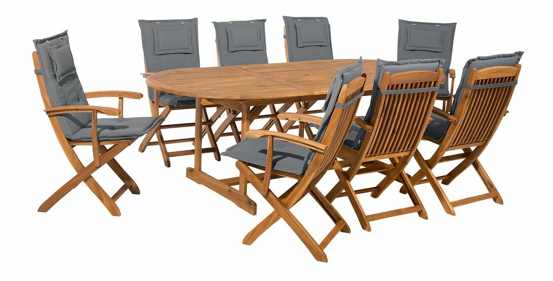 Set pentru grădină MATARI (lemn deschis) (grafit) (pentru 8 persoane)