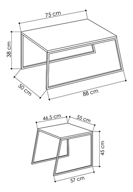 Set stolića za kavu Patron (antracit + crna)