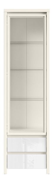 Vitrína BRW Kaspian REG1W2SL (L/P) (biela + lesk biely)