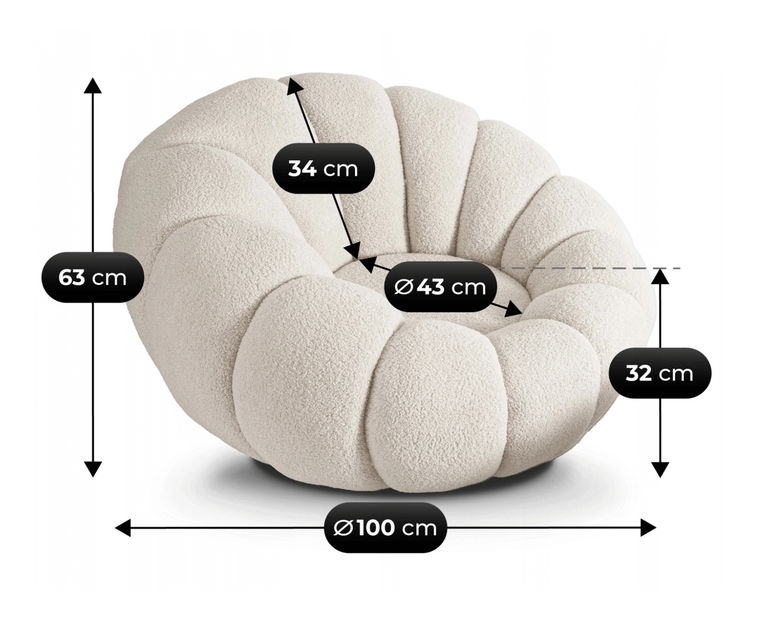 Fotelja Pague (krem) (s tabureom)