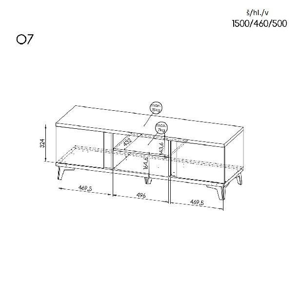TV stolík typ O7 Onley (lesklá biela + dub riva)