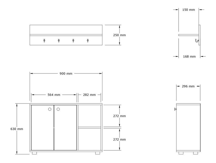 Set za predsoblje Detabu 1 (hrast safir) 