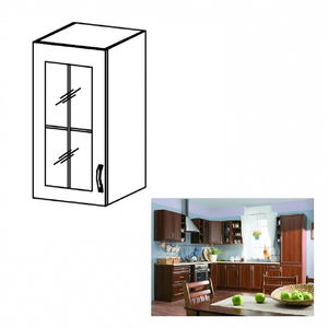 Gornji kuhinjski ormarić sa staklom G30SL Sillina (orah milano)