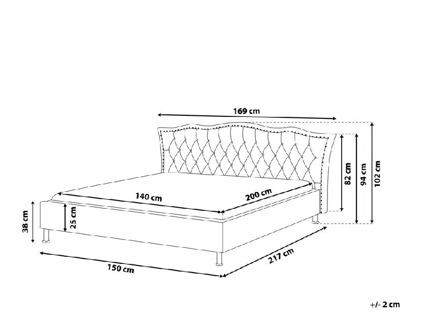 Pat matrimonial 140 cm MATH (cu somieră) (gri)