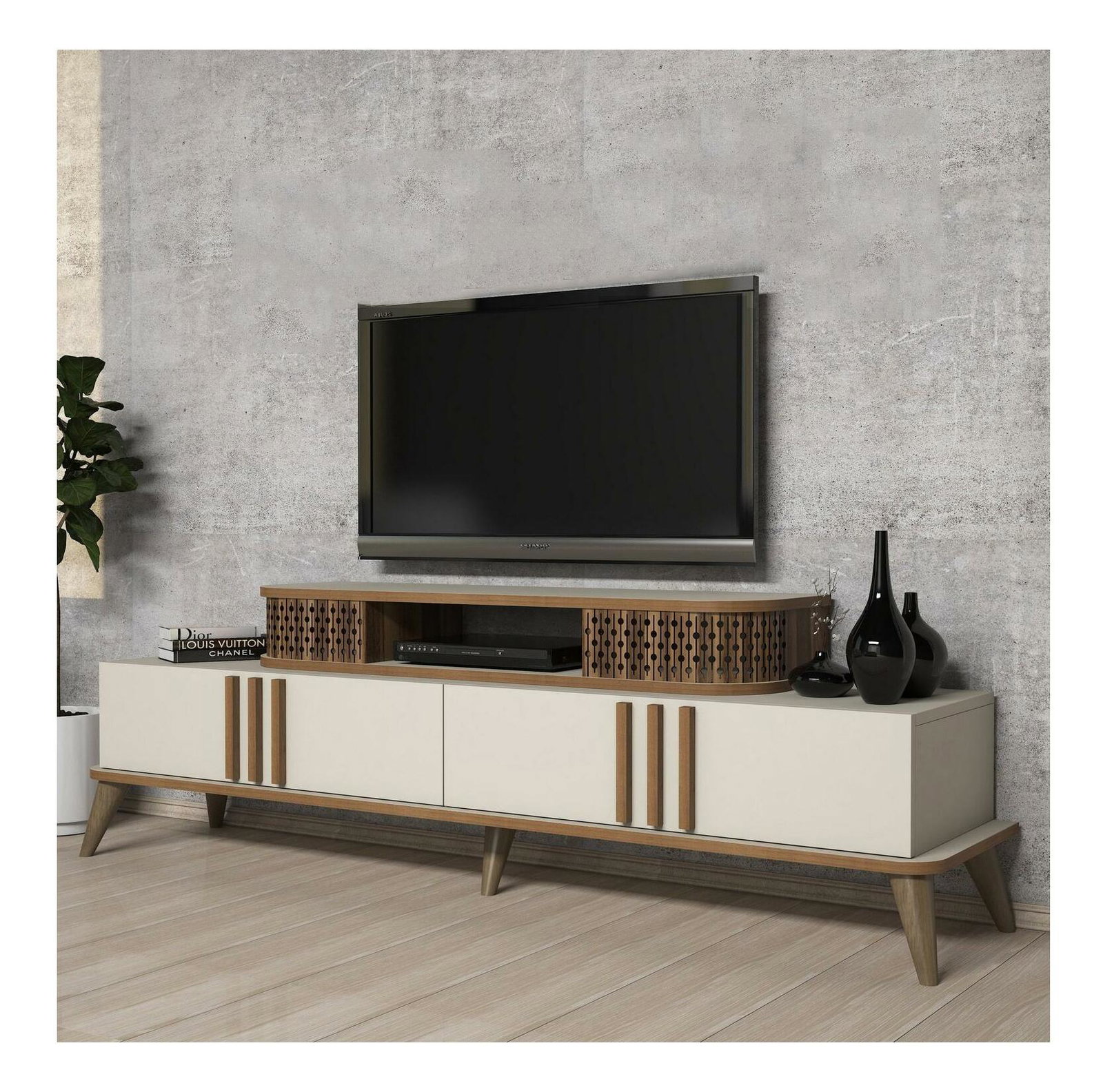 TV stolík/skrinka Lamele 2 (krémová)