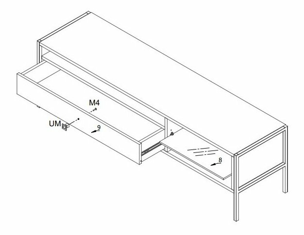 TV asztal/Kisszekrény Luigi L6 (artisan tölgy + fekete)