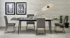 Jedálenský stôl Charles (sivý mramor + čierna) (pre 8 a viac osôb)