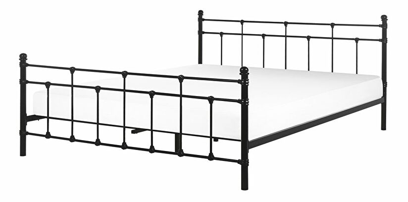 Manželská posteľ 160 cm LUXO (s roštom) (čierna)