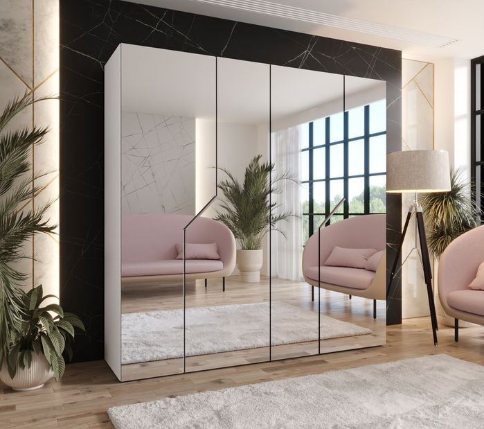 Ormar za garderobu Alaris 3 200 (bijela + kašmir) (s ogledalom)