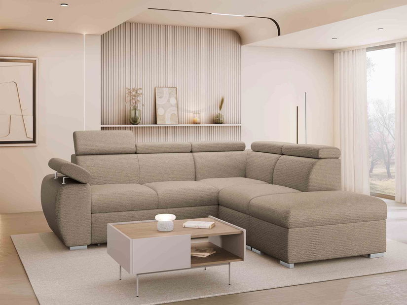 Rohová sedačka Gozo 2RR1P (hnedá) (s úl. priestorom) (P)