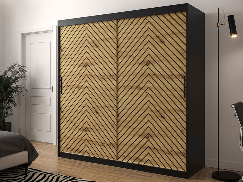 Ormar za garderobu Reforzarlas (crna + hrast artisan)