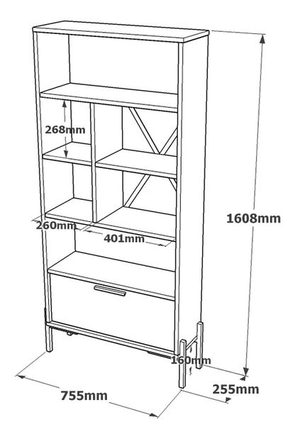 Regál Vergilius 4 (barna + szürke)