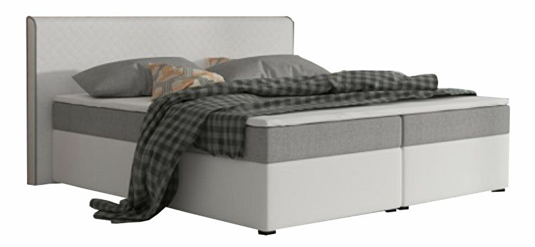 Pat matrimonial Boxspring 160 cm Namakyra Mataukomfort (Alb + Gri) (cu Saltea și somieră)