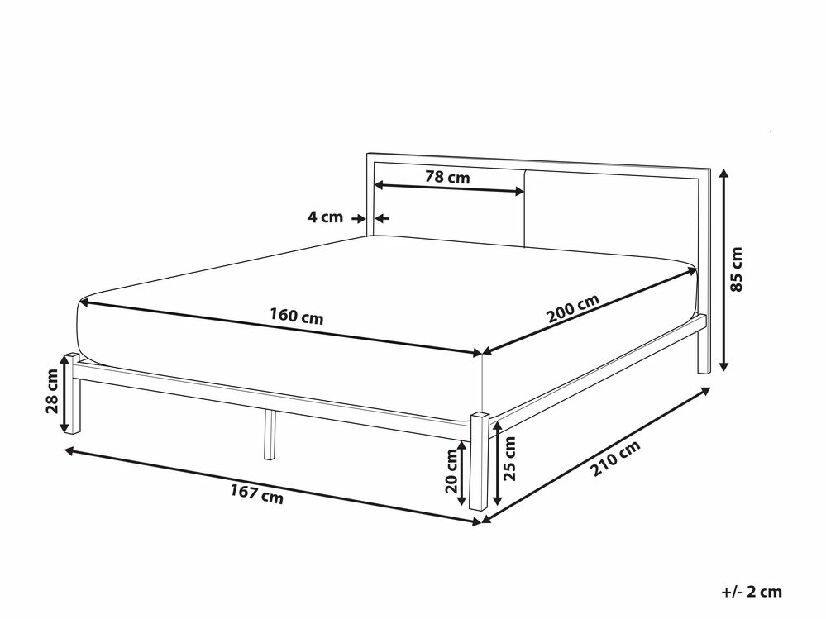 Manželská posteľ 160 cm CAMAR (s roštom) (čierna)