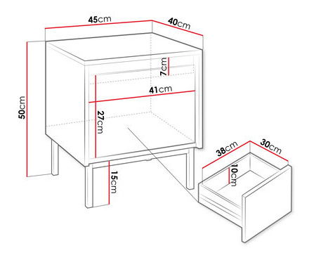 Éjjeliszekrény Somkera 1SZ (kasmír)