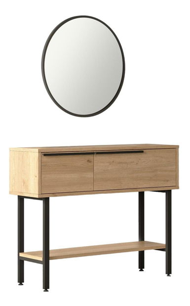 Konzolový stolík Otto 12 (so zrkadlom) (orech + čierna)