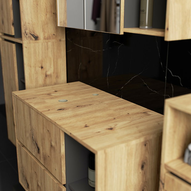 Set mobilier baie Vambos luxe (stejar artizanal + grafit)