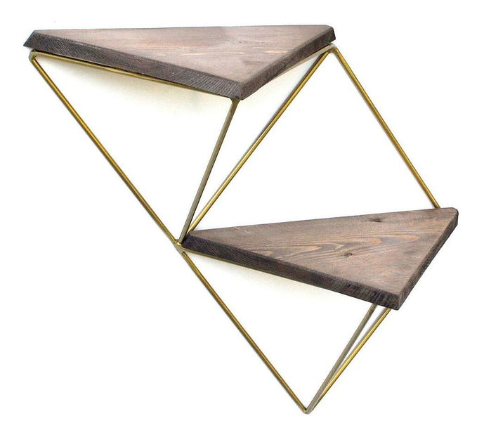 Raft decorativ de perete Duvelo 2 (Nuc + auriu) 