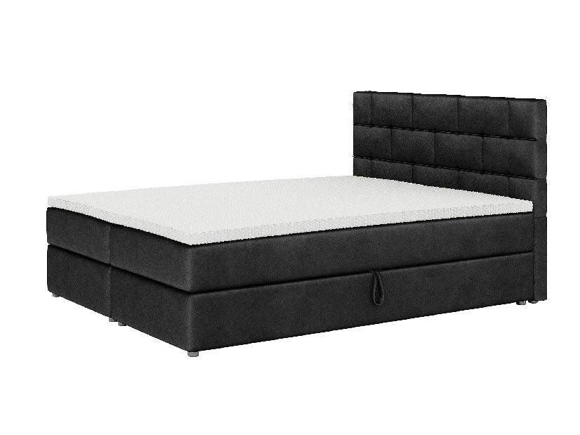 Kontinentálna posteľ 160x200 cm Waller (čierna) (s roštom a matracom)