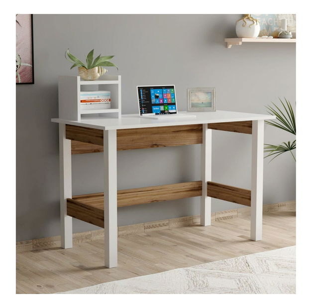 PC stolík Mikima 3 (biela + orech) 