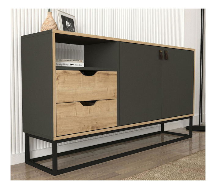 Konzolový stolík Vasuvo (dub zafírový + antracit) 