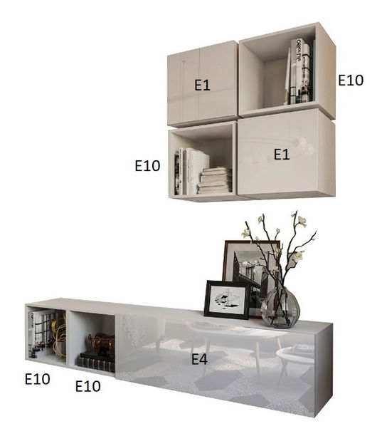 Mobilier living Berny 43 (alb + alb lucios)