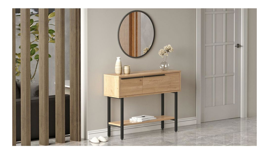 Konzolový stolík Otto 12 (so zrkadlom) (orech + čierna)