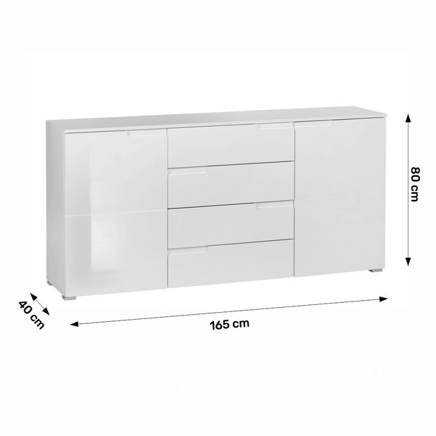 Kombinovaná komoda Merissa typ 2 (biely lesk + biela)