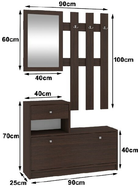 Set za predsoblje Zariel (wenge)