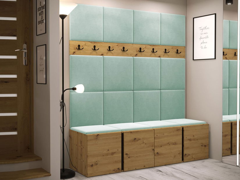 Előszoba bútor Timothy V (artisan tölgy + artisan tölgy + fekete) (Manila 11)