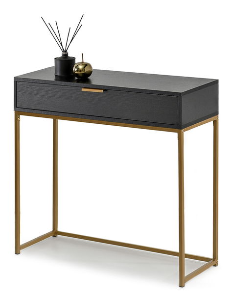 Konzolni stolić Norma M (crno drvo + zlatna)