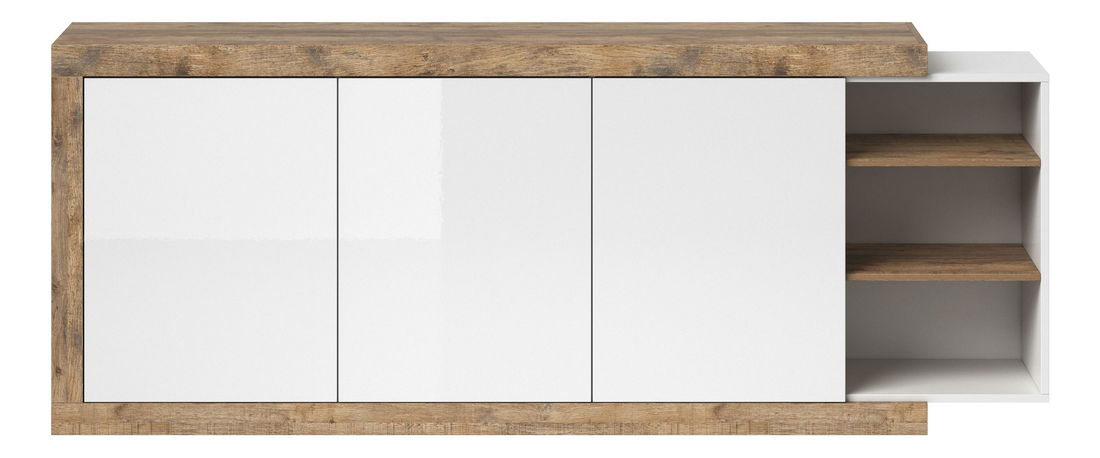 Komód Sophia Typ 43 (samdal tölgy + fehér + fényes fehér)