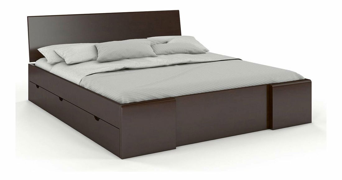 Manželská posteľ 200 cm Naturlig Blomst High Drawers (buk) (s roštom)
