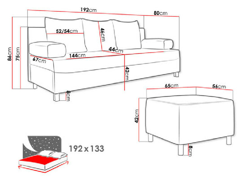 Canapea Dorien cu taburete (Uttario velvet 2963)