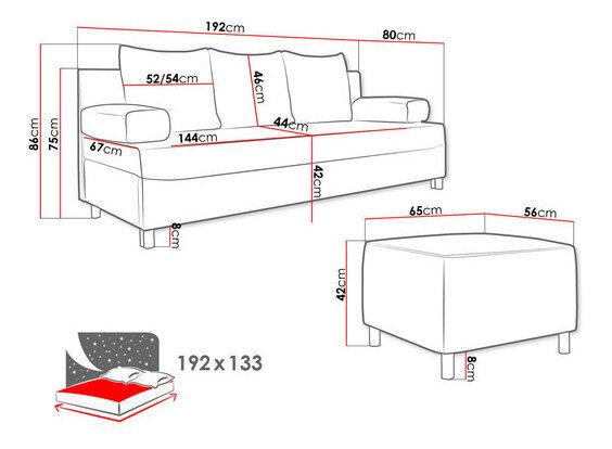 Sofa Dorien s tabureom (Manila 18 + Manila 16)
